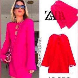 ZARA WOMAN  CUT OUT DRESS neon fuschia SIZE M, L